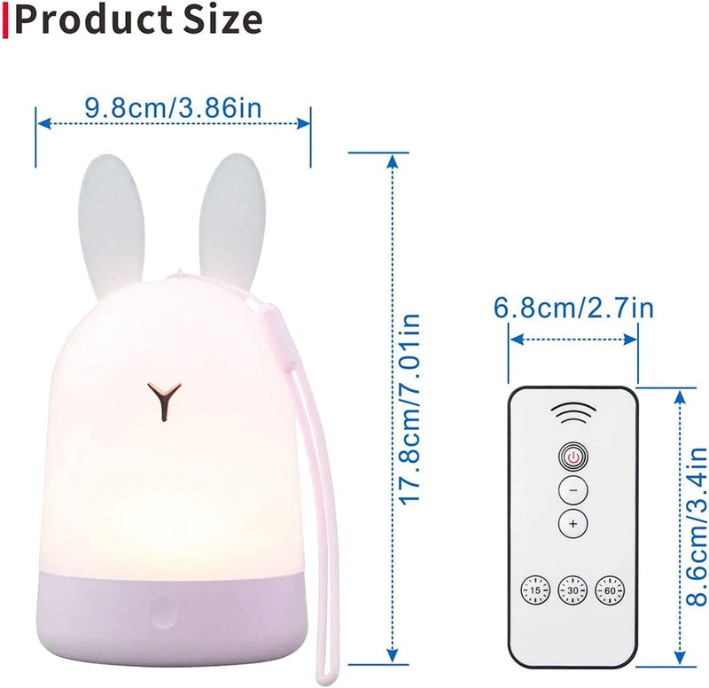 Riverlux Cute Bunny Night Light,Child Night Light,Dimmable Touch Lamp with Remote Control and Timer,Rechargeable Night Light for Kids,Usb Lantern Night Light,Gift Ideas Home & Garden > Lighting > Night Lights & Ambient Lighting RiverLux   