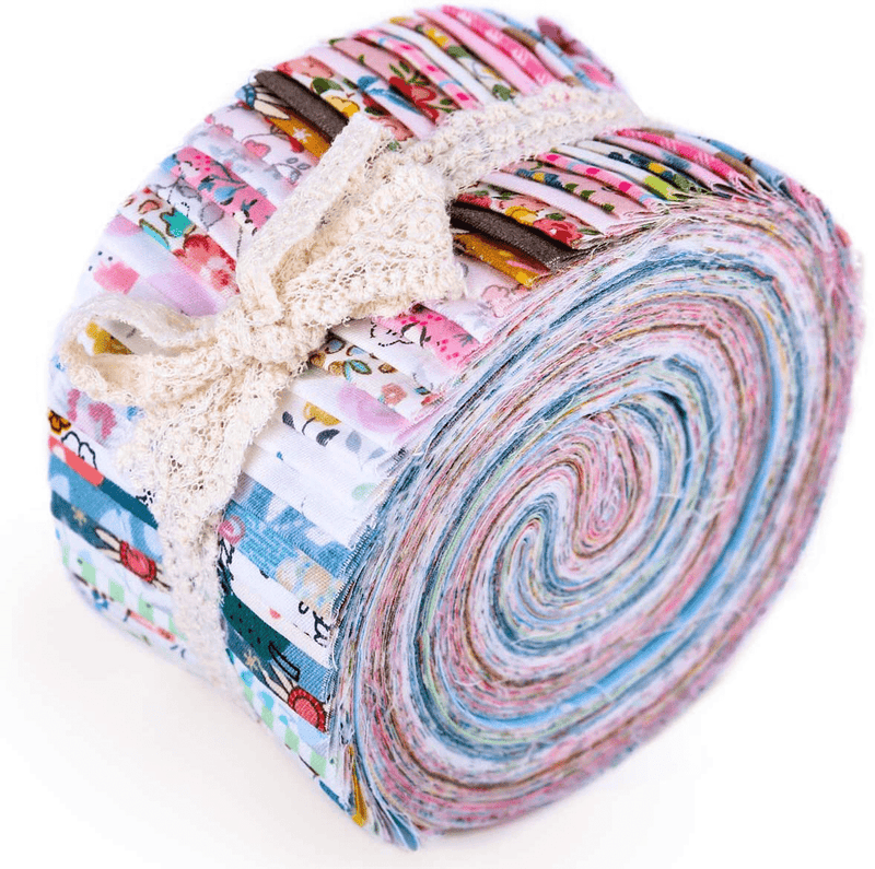 Roll Up Cotton Fabric Quilting Strips, Jelly Roll Fabric, Cotton Craft Fabric Bundle, Patchwork Craft Cotton Quilting Fabric, Cotton Fabric, Quilting Fabric with Different Patterns for Crafts Animals & Pet Supplies > Pet Supplies > Reptile & Amphibian Supplies ZMAAGG 40pcs-2  