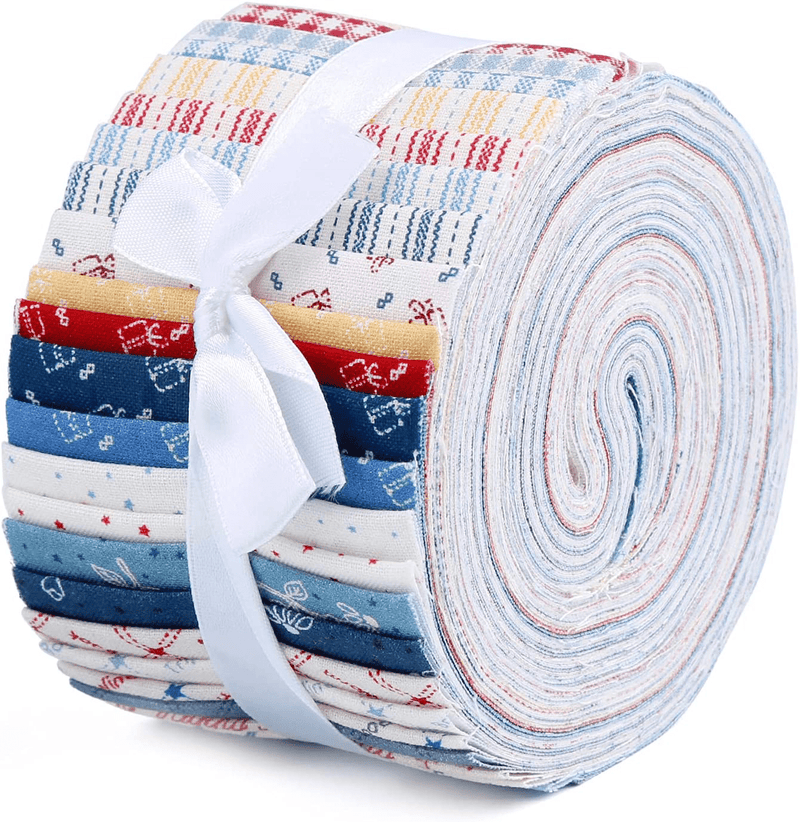 Roll Up Cotton Fabric Quilting Strips, Jelly Roll Fabric, Cotton Craft Fabric Bundle, Patchwork Craft Cotton Quilting Fabric, Cotton Fabric, Quilting Fabric with Different Patterns for Crafts Arts & Entertainment > Hobbies & Creative Arts > Arts & Crafts > Art & Crafting Materials > Textiles > Fabric ZMAAGG 25pcs  