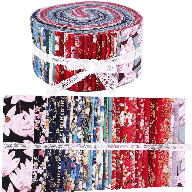 Roll Up Cotton Fabric Quilting Strips, Jelly Roll Fabric, Cotton Craft Fabric Bundle, Patchwork Craft Cotton Quilting Fabric, Cotton Fabric, Quilting Fabric with Different Patterns for Crafts Arts & Entertainment > Hobbies & Creative Arts > Arts & Crafts > Art & Crafting Materials > Textiles > Fabric ZMAAGG 40pcs-1  