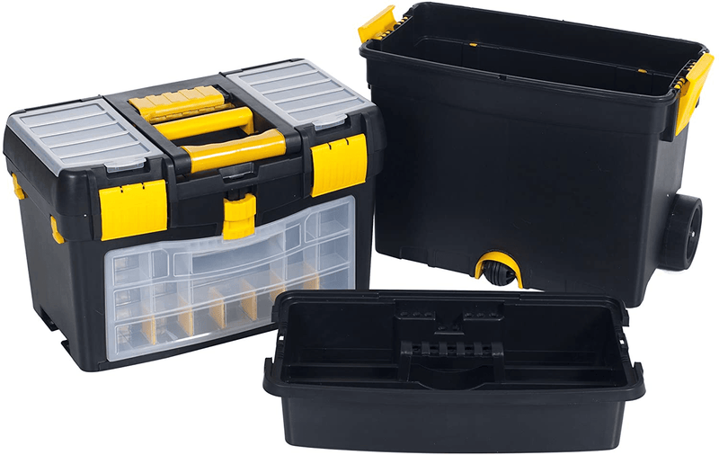 Rolling Tool Box with Wheels, Foldable Comfort Handle, and Removable Top – Toolbox Organizers and Storage by Stalwart Hardware > Hardware Accessories > Tool Storage & Organization Stalwart   