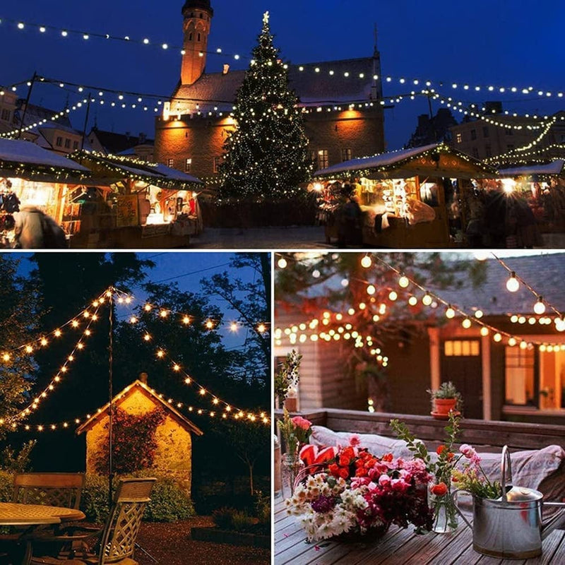 Romasaty 25FT String Lights, G40 Outdoor String Lights Edison Light Bulbs Clear Globe String Lights with 27 Clear Bulbs for Indoor/Outdoor Commercial Decoration-White Wire Home & Garden > Lighting > Light Ropes & Strings Romasaty   
