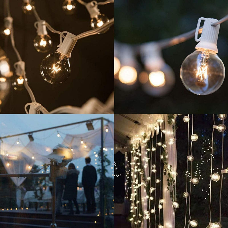 Romasaty 25FT String Lights, G40 Outdoor String Lights Edison Light Bulbs Clear Globe String Lights with 27 Clear Bulbs for Indoor/Outdoor Commercial Decoration-White Wire Home & Garden > Lighting > Light Ropes & Strings Romasaty   
