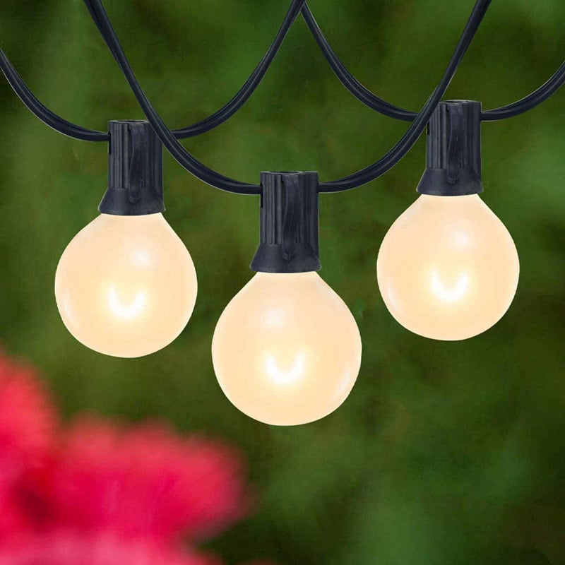 Romasaty 25FT String Lights, G40 Outdoor String Lights Edison Light Bulbs Clear Globe String Lights with 27 Clear Bulbs for Indoor/Outdoor Commercial Decoration-White Wire Home & Garden > Lighting > Light Ropes & Strings Romasaty 25FT Frosted Black 25 Feet 