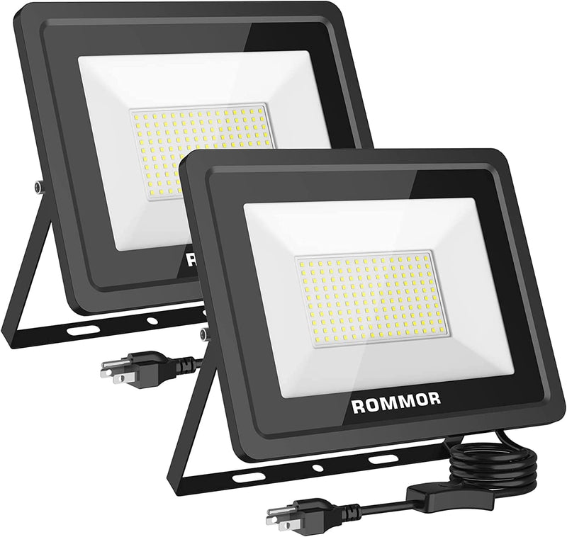 ROMMOR LED Flood Light,2Pack 60W LED Outdoor Floodlight,6000Lm Super Bright Security Lights, UL Approved Plug IP66 Waterproof Outdoor LED Daylight White Floodlight for Yard, Garden, Garages(60W*2Pack) Home & Garden > Lighting > Flood & Spot Lights ROMMOR 100W*2Pack  