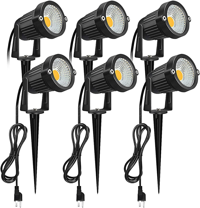 Romwish Landscape Spotlights Outdoor Landscape Lighting 120V LED Landscape Lights for Yard, 3000K Led Landscaping Lights with Stake, 5W IP65 Waterproof Flag Spotlight for House Garden Lights 6 Pack Home & Garden > Lighting > Flood & Spot Lights Romwish   