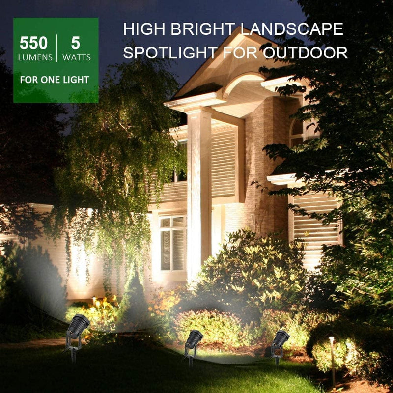 Romwish Landscape Spotlights Outdoor Landscape Lighting 120V LED Landscape Lights for Yard, 3000K Led Landscaping Lights with Stake, 5W IP65 Waterproof Flag Spotlight for House Garden Lights 6 Pack