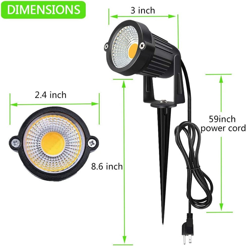 Romwish Landscape Spotlights Outdoor Landscape Lighting 120V LED Landscape Lights for Yard, 3000K Led Landscaping Lights with Stake, 5W IP65 Waterproof Flag Spotlight for House Garden Lights 6 Pack Home & Garden > Lighting > Flood & Spot Lights Romwish   
