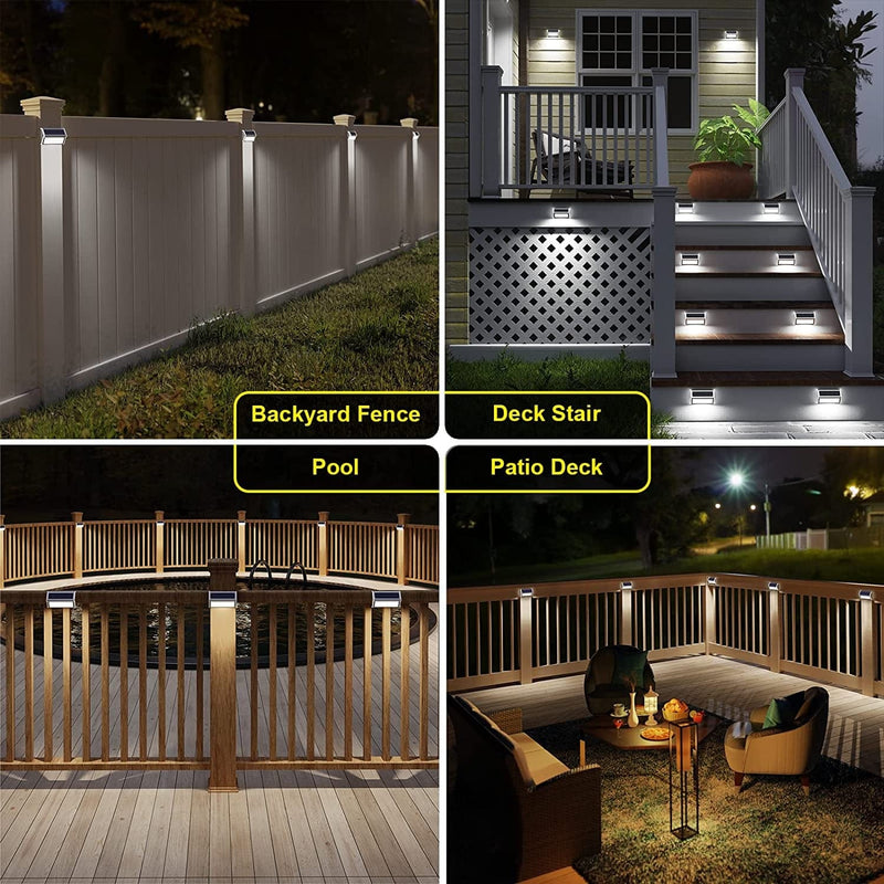 ROSHWEY Solar Outdoor Lights, 10 Pack Solar Fence Lights with 30LED Waterproof Backyard Lighting Stainless Steel Lamp for Deck Courtyard Patio Pool Home & Garden > Lighting > Lamps ROSHWEY   