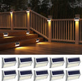 ROSHWEY Solar Outdoor Lights, 10 Pack Solar Fence Lights with 30LED Waterproof Backyard Lighting Stainless Steel Lamp for Deck Courtyard Patio Pool Home & Garden > Lighting > Lamps ROSHWEY Warm White-10 Pack  