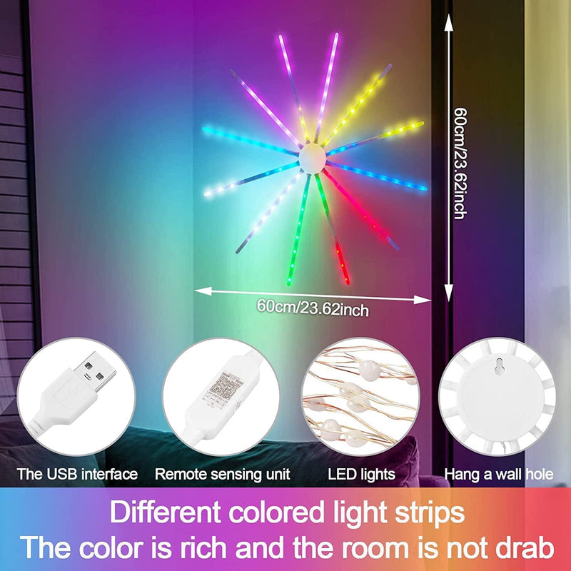 Rosnek RGB Firework Led Strip Light 2 Pack,16 Million Color Changing,Music Sync,Timer,213 Light Modes,App and Remote Control,Rgb Lights for Room Decor,Bedroom,Party,Bar,Birthday Gift Home & Garden > Pool & Spa > Pool & Spa Accessories Shenzhen Starway Photoelectric Technology Co, Ltd Rosnek   