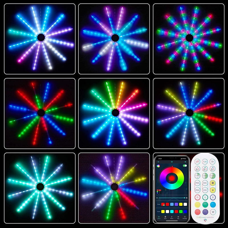 Rosnek RGB Firework Led Strip Light 2 Pack,16 Million Color Changing,Music Sync,Timer,213 Light Modes,App and Remote Control,Rgb Lights for Room Decor,Bedroom,Party,Bar,Birthday Gift Home & Garden > Pool & Spa > Pool & Spa Accessories Shenzhen Starway Photoelectric Technology Co, Ltd Rosnek 213 Modes,Music Sync 4 Pack 