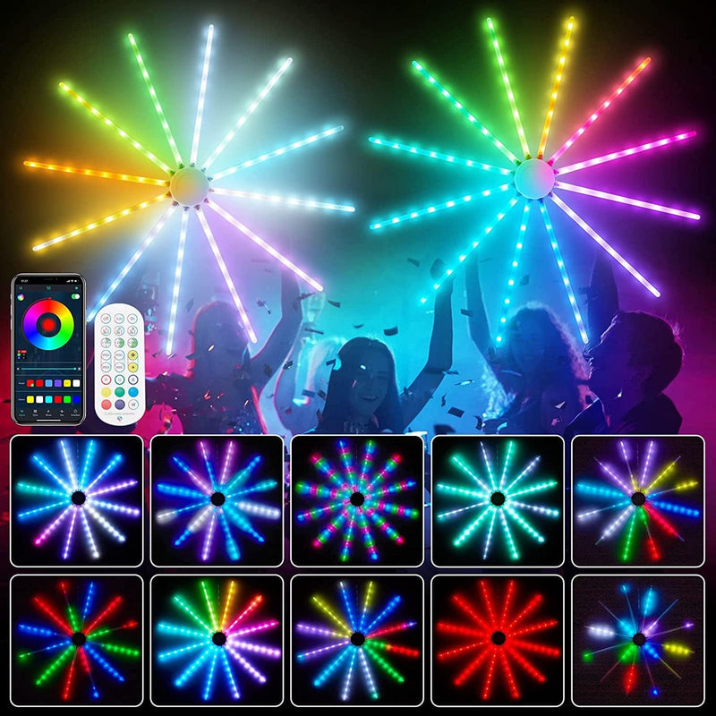 Rosnek RGB Firework Led Strip Light 2 Pack,16 Million Color Changing,Music Sync,Timer,213 Light Modes,App and Remote Control,Rgb Lights for Room Decor,Bedroom,Party,Bar,Birthday Gift Home & Garden > Pool & Spa > Pool & Spa Accessories Shenzhen Starway Photoelectric Technology Co, Ltd Rosnek 213 Modes,Music Sync 2 Pack 