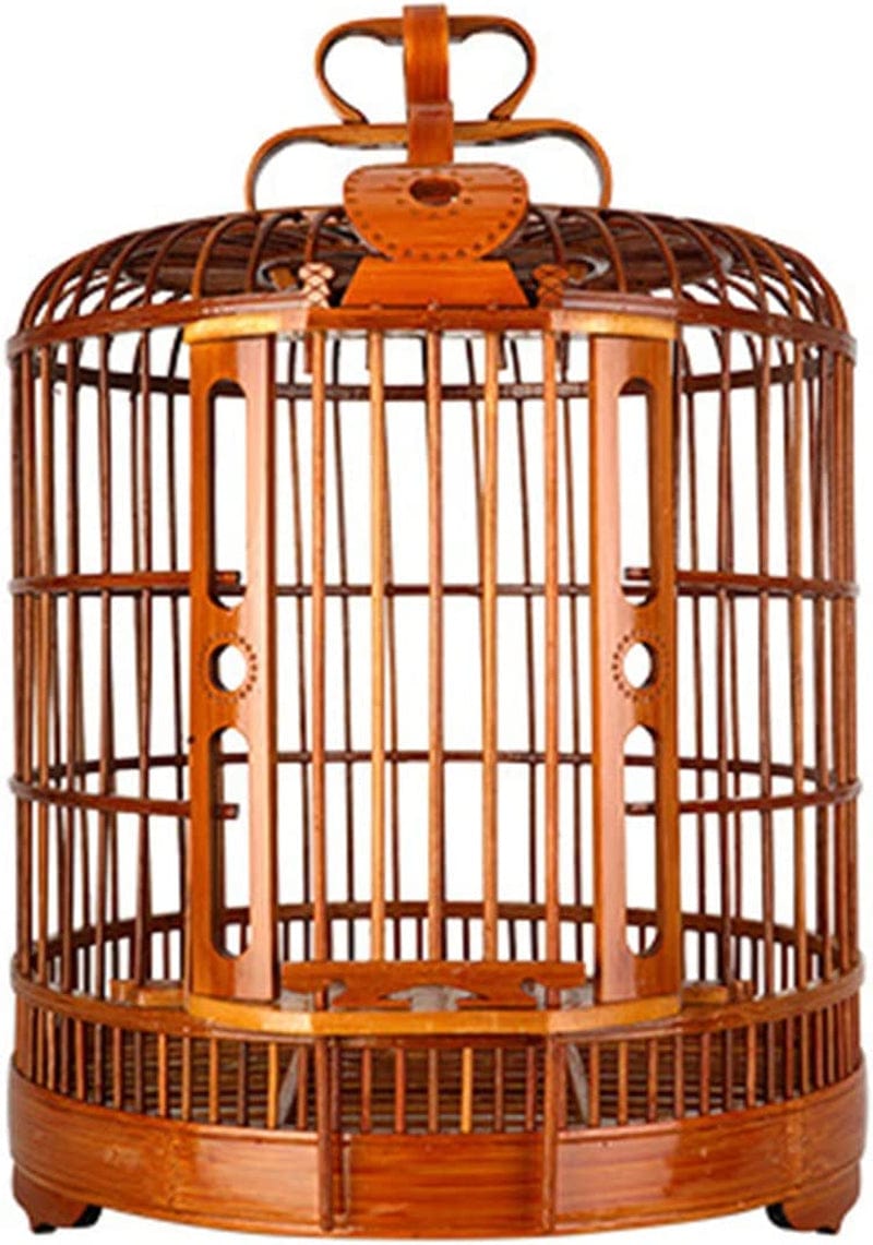 Round Bird Cage, Bamboo Bird Roof Truss, Retro Style Hanging Large Bird Cage, Suitable for Family Pet Birding (No Accessories 36) Animals & Pet Supplies > Pet Supplies > Bird Supplies > Bird Cages & Stands XIAOBOWANG   