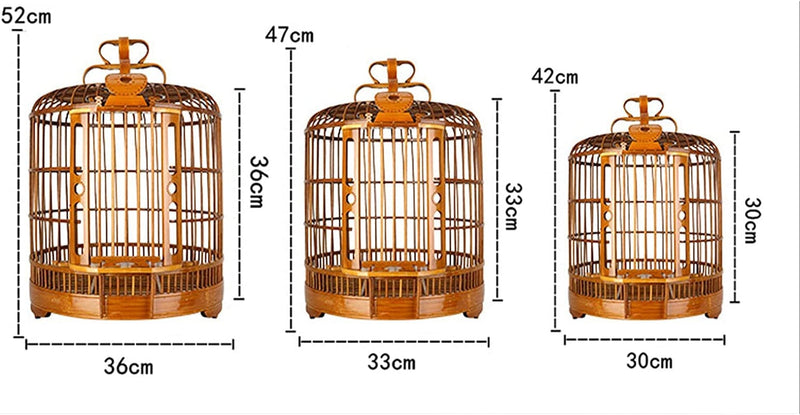 Round Bird Cage, Bamboo Bird Roof Truss, Retro Style Hanging Large Bird Cage, Suitable for Family Pet Birding (No Accessories 36)