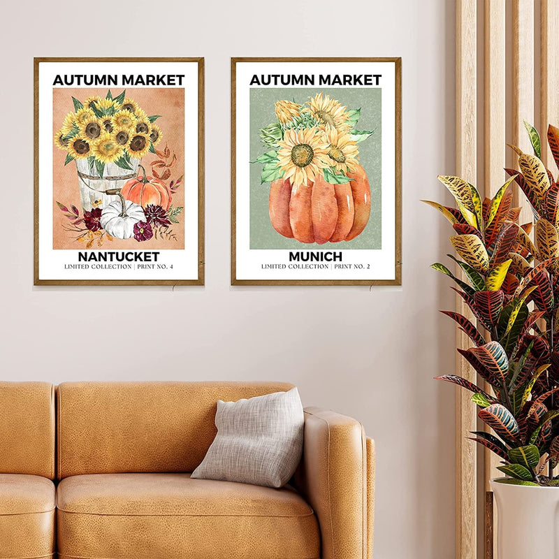 Roxbury Row Interchangeable Holiday Decor, Christmas Decorations for Home, Winter Decor and Summer Flower Market Poster, Spring Decor, Fall Decor, Easter Wall Art (Set of Four 2-Sided Unframed 12X16) Home & Garden > Decor > Seasonal & Holiday Decorations Roxbury Row   