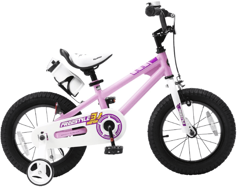 RoyalBaby Kids Bike Boys Girls Freestyle Bicycle 12 14 16 Inch with Training Wheels, 16 18 20 with Kickstand Child's Bike, Blue Red White Pink Green Orange Sporting Goods > Outdoor Recreation > Cycling > Bicycles Royalbaby Pink 14 Inch With Training Wheels 