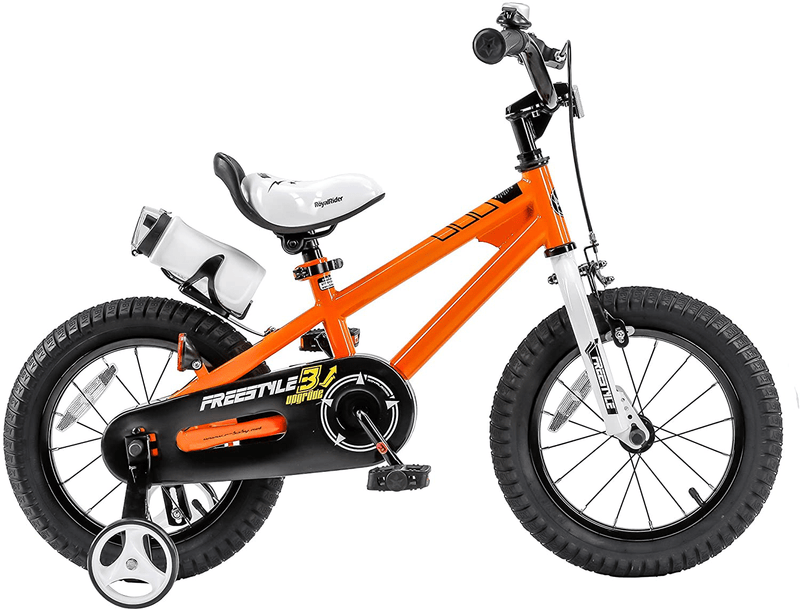 RoyalBaby Kids Bike Boys Girls Freestyle Bicycle 12 14 16 Inch with Training Wheels, 16 18 20 with Kickstand Child's Bike, Blue Red White Pink Green Orange Sporting Goods > Outdoor Recreation > Cycling > Bicycles Royalbaby Orange 16 Inch With Kickstand and Training Wheels 