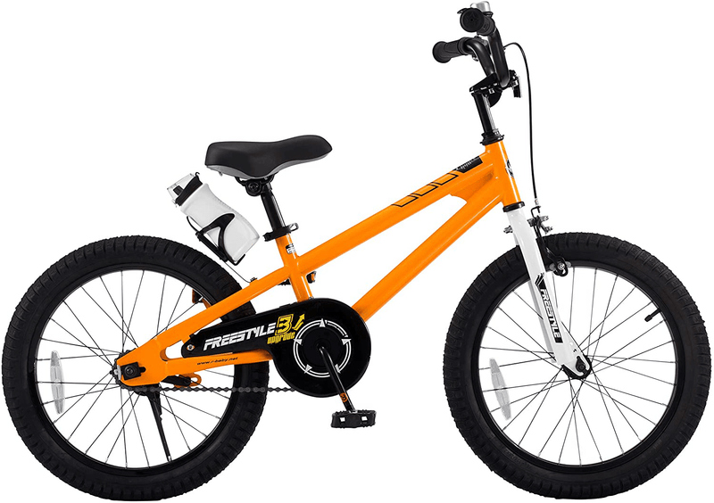 RoyalBaby Kids Bike Boys Girls Freestyle Bicycle 12 14 16 Inch with Training Wheels, 16 18 20 with Kickstand Child's Bike, Blue Red White Pink Green Orange Sporting Goods > Outdoor Recreation > Cycling > Bicycles Royalbaby Orange 18 Inch With Kickstand 