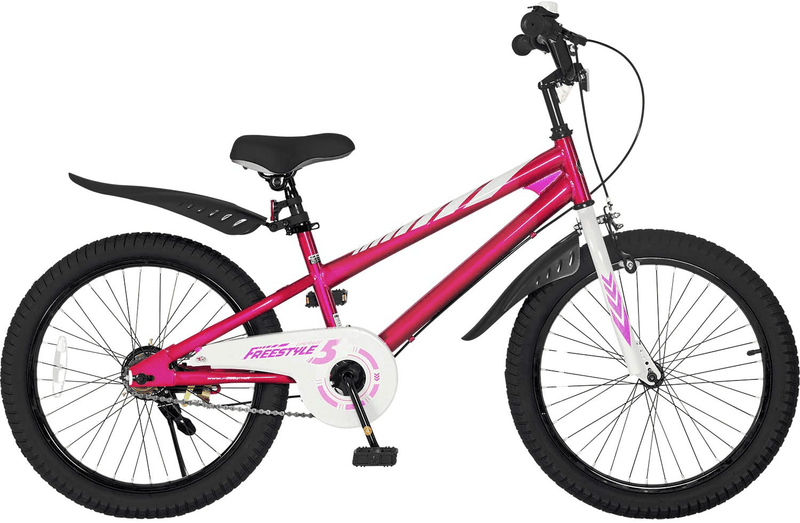 RoyalBaby Kids Bike Boys Girls Freestyle Bicycle 12 14 16 Inch with Training Wheels, 16 18 20 with Kickstand Child's Bike, Blue Red White Pink Green Orange Sporting Goods > Outdoor Recreation > Cycling > Bicycles Royalbaby Fuchsia 20 Inch With Kickstand (Dual Hand Brakes) 