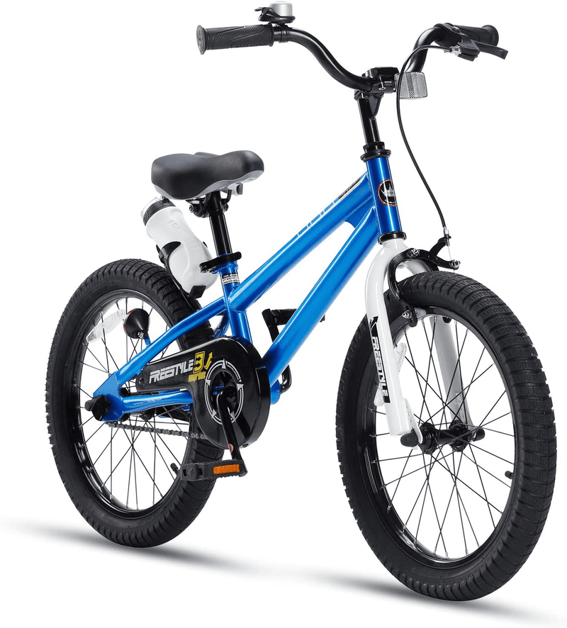 RoyalBaby Kids Bike Boys Girls Freestyle Bicycle 12 14 16 Inch with Training Wheels, 16 18 20 with Kickstand Child's Bike, Blue Red White Pink Green Orange Sporting Goods > Outdoor Recreation > Cycling > Bicycles Royalbaby Blue 18 Inch With Kickstand 