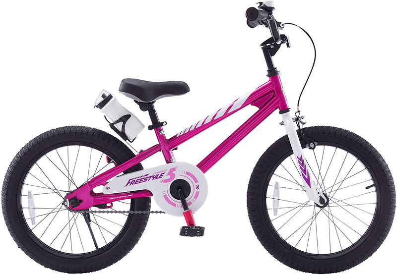 RoyalBaby Kids Bike Boys Girls Freestyle Bicycle 12 14 16 Inch with Training Wheels, 16 18 20 with Kickstand Child's Bike, Blue Red White Pink Green Orange Sporting Goods > Outdoor Recreation > Cycling > Bicycles Royalbaby Fuchsia 18 Inch With Kickstand 
