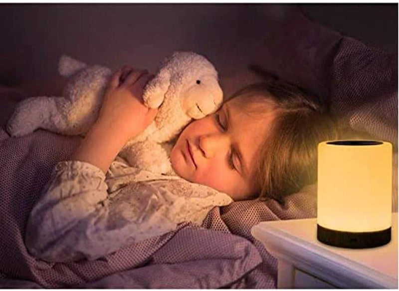 ROYFACC Night Light Touch Sensor Lamp Bedside Table Lamp for Kids Bedroom Rechargeable Dimmable Warm White Light + RGB Color Changing