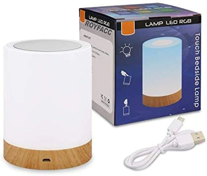 ROYFACC Night Light Touch Sensor Lamp Bedside Table Lamp for Kids Bedroom Rechargeable Dimmable Warm White Light + RGB Color Changing Home & Garden > Lighting > Night Lights & Ambient Lighting ROYFACC   