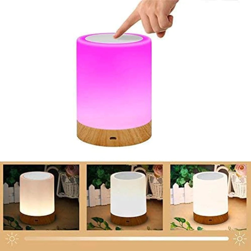 ROYFACC Night Light Touch Sensor Lamp Bedside Table Lamp for Kids Bedroom Rechargeable Dimmable Warm White Light + RGB Color Changing