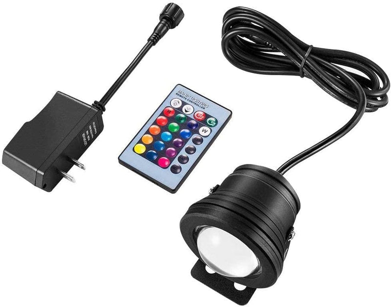 RUICAIKUN Spotlight for Yard,Led Spotlight 10W RGB Spotlight Outdoor with US Plug and Remote Control ,Dimmable Colored Spotlights,Waterproof Landscape Lights,Above Ground Pool Lights(Dc/Ac 12V).
