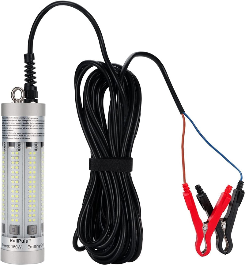 Rullpulu Underwater Fishing Lights, 30W 80W 150W Super Bright 3500 9600 20900 Lumens Premium Durable Aluminum DC12V-24V 20Ft 26Ft Power Cord Night Fish Bait LED Attractants Lamp Home & Garden > Pool & Spa > Pool & Spa Accessories RullPulu 150W White Light  