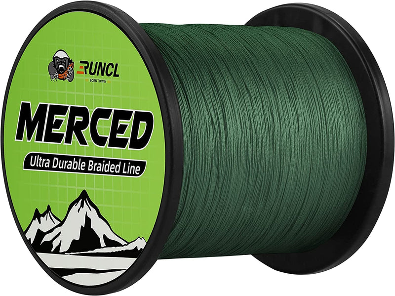 RUNCL Braided Fishing Line Merced, 1000 500 300 Yards Braided Line 4 8 Strands, 6-200LB - Proprietary Weaving Tech, Thin-Coating Tech, Stronger Smoother - Fishing Line for Freshwater Saltwater Sporting Goods > Outdoor Recreation > Fishing > Fishing Lines & Leaders RUNCL Moss Green 15LB(6.8kgs)/0.12mm - 500yds(4 Strands) 