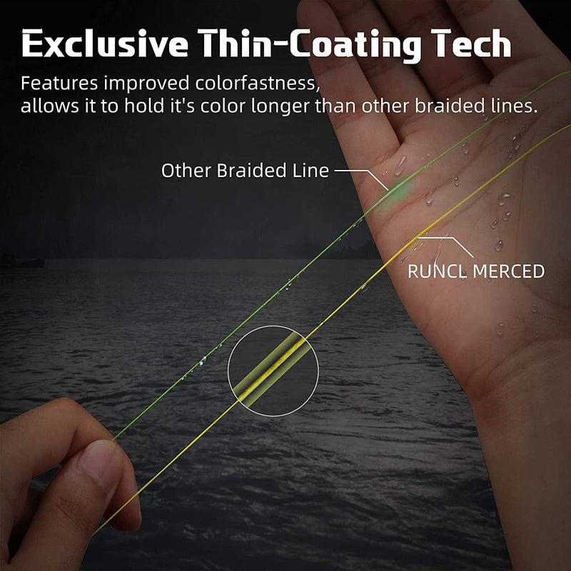 RUNCL Braided Fishing Line Merced, 1000 500 300 Yards Braided Line 4 8 Strands, 6-200LB - Proprietary Weaving Tech, Thin-Coating Tech, Stronger Smoother - Fishing Line for Freshwater Saltwater Sporting Goods > Outdoor Recreation > Fishing > Fishing Lines & Leaders RUNCL   