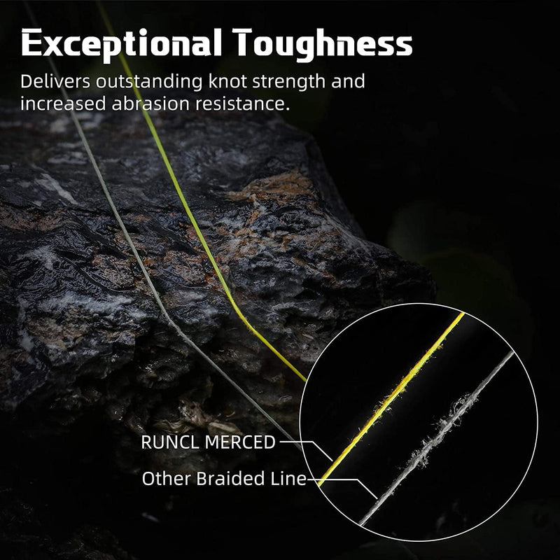RUNCL Braided Fishing Line Merced, 1000 500 300 Yards Braided Line 4 8 Strands, 6-200LB - Proprietary Weaving Tech, Thin-Coating Tech, Stronger Smoother - Fishing Line for Freshwater Saltwater Sporting Goods > Outdoor Recreation > Fishing > Fishing Lines & Leaders RUNCL   