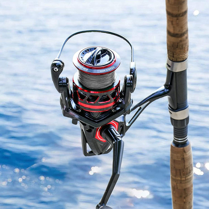 RUNCL Spinning Reel Titan II, Fishing Reel - Full Metal Body, Max Drag 44LB, 5 Carbon Fiber Washers, 9+1 Shielded Ball Bearings, Braid-Ready Spool, Hollow Out Rotor - Saltwater & Freshwater Fishing
