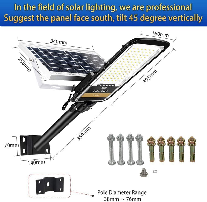Ruokid Solar Street Lights Outdoor Lamp, 84 Leds 1500Lm IP67 Light with anti Broken Remote Control Mounting Bracket, Dusk to Dawn Security Led Flood Light for Yard, Garden, Etc. Home & Garden > Lighting > Lamps RuoKid Company Limited   