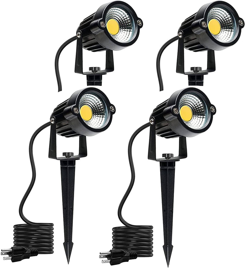 S SMIFUL Warm White Spot Lights, LED Landscape Lighting Lights, 5W 3000K Outdoor Spot Lights with Spiked Stand Waterproof Garden Spotlight for Yard House Lawn Decorative Lamp US 3- Plug (2 Lights) Home & Garden > Lighting > Flood & Spot Lights smiful 4 lights  