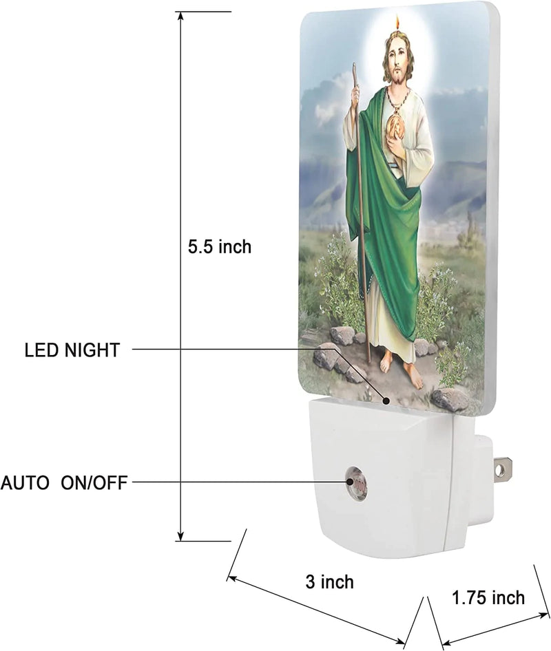 Saints Collection Unique St. Jude Plug in LED Night Light with Automatic Dusk to Dawn Sensor, Devotional Night Light, for Nursery, Bathroom, Bedroom, Kids Room, and Hallway Home & Garden > Lighting > Night Lights & Ambient Lighting CKK Home Décor   