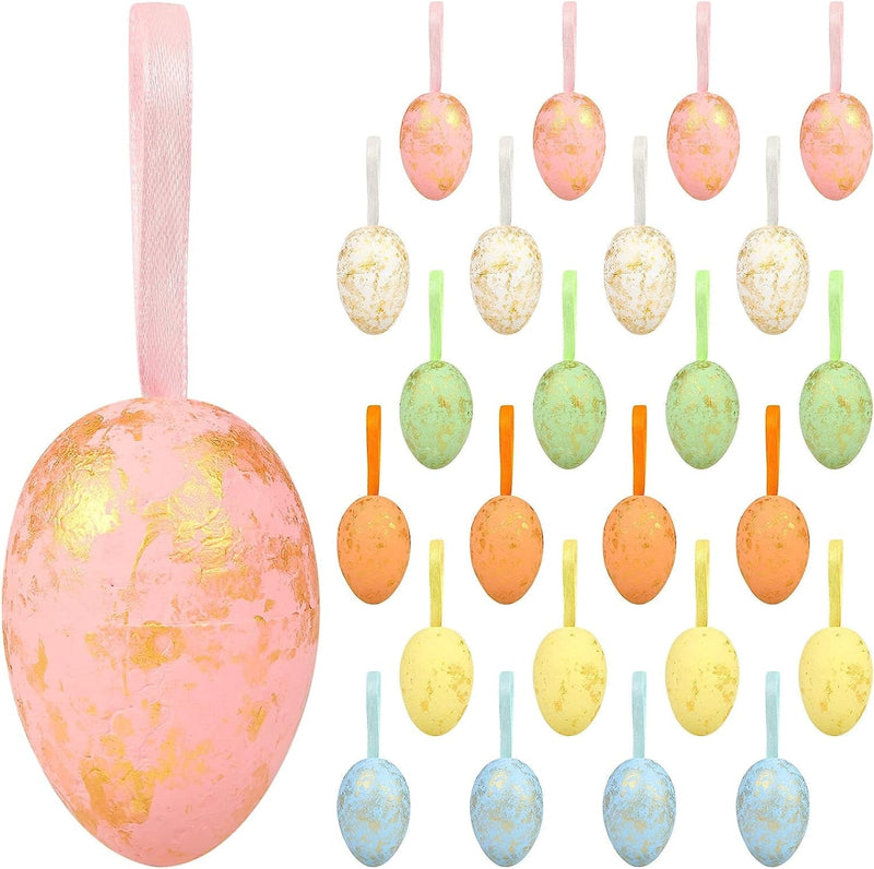 Sallyfashion 24 Pcs Easter Egg，Colorful Foam Easter Eggs Easter Hanging Eggs Styrofoam Eggs for Easter Day Home Party Decorations Home & Garden > Decor > Seasonal & Holiday Decorations SALLYFASHION   