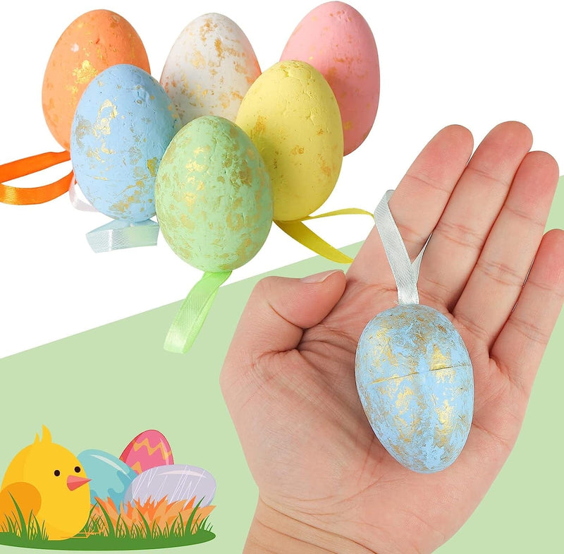 Sallyfashion 24 Pcs Easter Egg，Colorful Foam Easter Eggs Easter Hanging Eggs Styrofoam Eggs for Easter Day Home Party Decorations Home & Garden > Decor > Seasonal & Holiday Decorations SALLYFASHION   