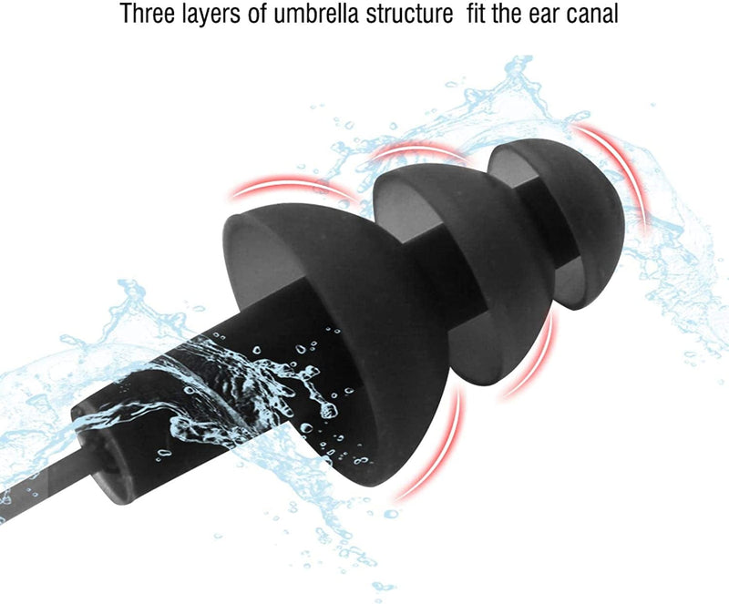 SALUTUY Corded Earplugs, Soft Waterproof Earplugs Washable and Durable to Use for Swimming for Diving Swimming(Black) Sporting Goods > Outdoor Recreation > Boating & Water Sports > Swimming SALUTUY   