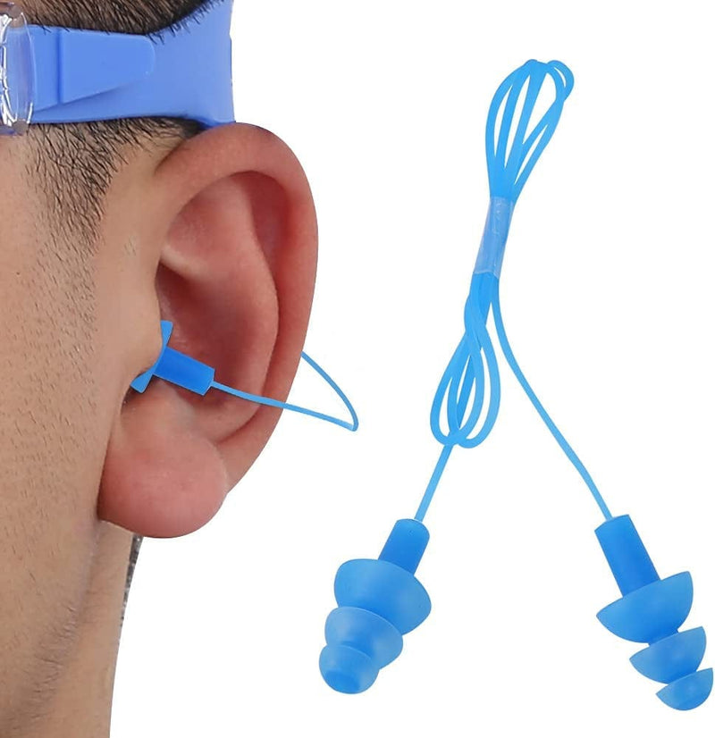 SALUTUY Corded Earplugs, Soft Waterproof Earplugs Washable and Durable to Use for Swimming for Diving Swimming(Blue) Sporting Goods > Outdoor Recreation > Boating & Water Sports > Swimming SALUTUY   