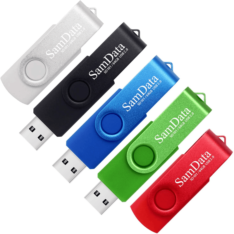 SamData 32GB USB Flash Drives 2 Pack 32GB Thumb Drives Memory Stick Jump Drive with LED Light for Storage and Backup (2 Colors: Black Blue) Electronics > Electronics Accessories > Computer Components > Storage Devices > USB Flash Drives SamData Multicoloured 64GB*5 64GB 