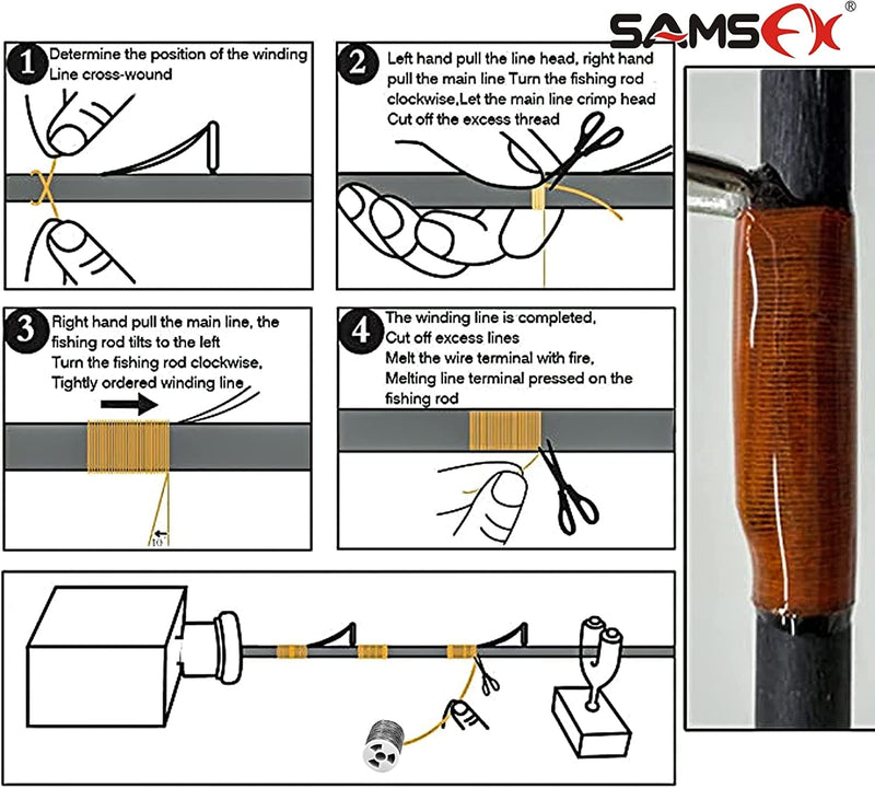 SAMSFX Fishing Rod Wrapping Thread for Rod Buliding Winding Line, 65Yds/Spool Metallic Versa Threads Sporting Goods > Outdoor Recreation > Fishing > Fishing Rods samalon   
