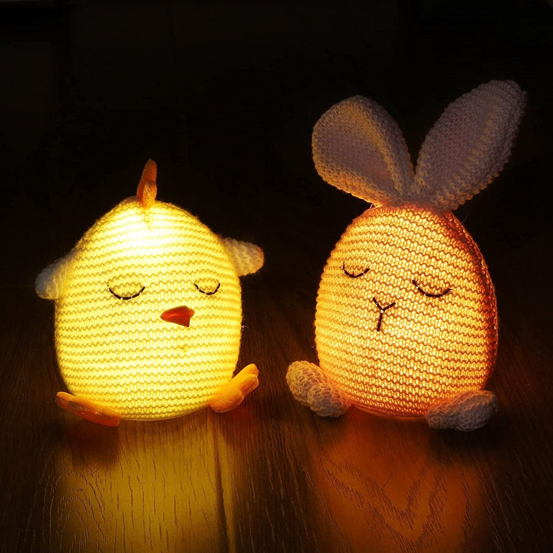 Sancodee Easter Decorations Lighted Bunny & Chick, Easter Night Light Room Decor, Cute Lamps Table Ornaments Spring Decorations for Home Kitchen