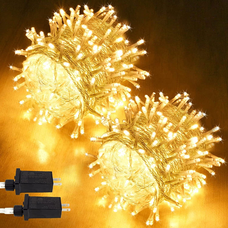 SANJICHA Extra-Long 66FT String Lights Outdoor/Indoor, 200 LED Upgraded Super Bright Christmas Lights, Waterproof 8 Modes Plug in Fairy Lights for Bedroom Party Wedding Garden (Warm White) Home & Garden > Lighting > Light Ropes & Strings Shengyujie Warm White 100LED 2PK 
