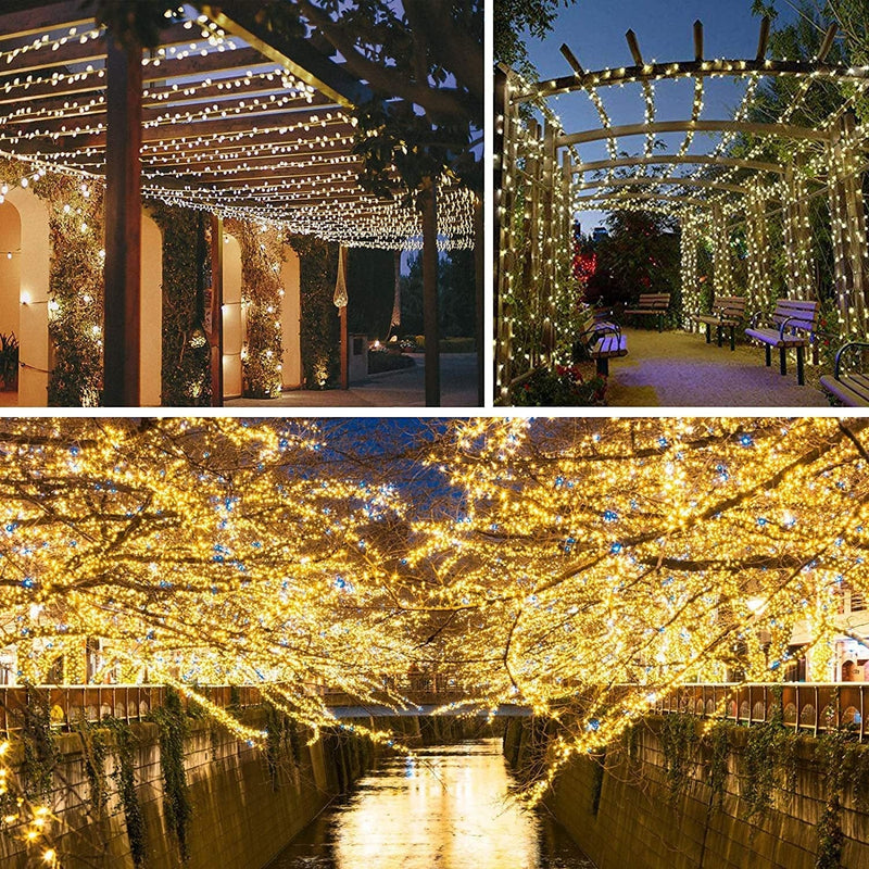 SANJICHA Extra-Long 66FT String Lights Outdoor/Indoor, 200 LED Upgraded Super Bright Christmas Lights, Waterproof 8 Modes Plug in Fairy Lights for Bedroom Party Wedding Garden (Warm White) Home & Garden > Lighting > Light Ropes & Strings Shengyujie   