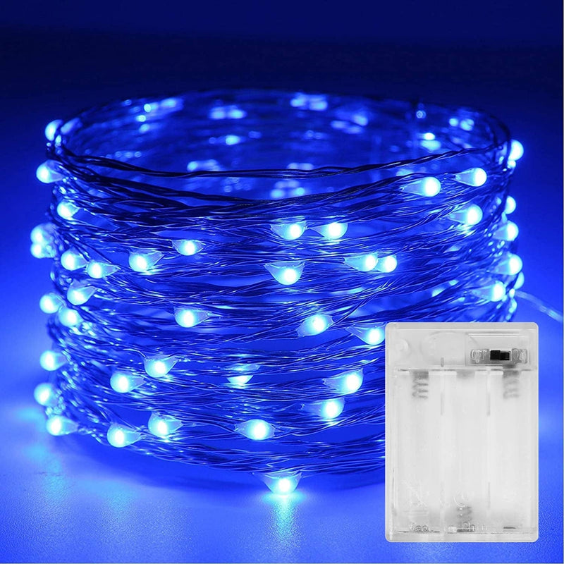 Sanniu Led String Lights, Mini Battery Powered Copper Wire Starry Fairy Lights, Battery Operated Lights for Bedroom, Christmas, Parties, Wedding, Centerpiece, Decoration (5M/16Ft Warm White) Home & Garden > Lighting > Light Ropes & Strings Sanniu Blue 8 Pack 
