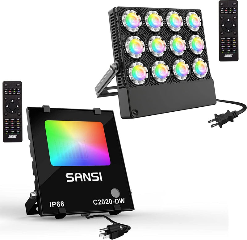 SANSI Led Flood Light RGB Outdoor Indoor Color Changing Wall Lights for Halloween Christmas Decorations,50W+70W Energy Saving ,Dimmable Remote ,For Party Stage Landscape Tree Yard House Home & Garden > Lighting > Flood & Spot Lights SANSI   