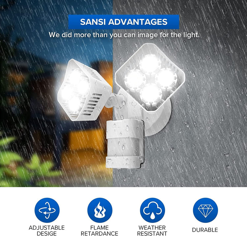 SANSI LED Security Motion Sensor Outdoor Lights, 30W (250W Incandescent Equivalent) 3400Lm, 5000K Daylight, Waterproof Flood Light, ETL Listed, White Home & Garden > Lighting > Flood & Spot Lights SANSI   